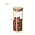 glass spice container wholesale glass food jar with bamboo lid GSJ-50S
